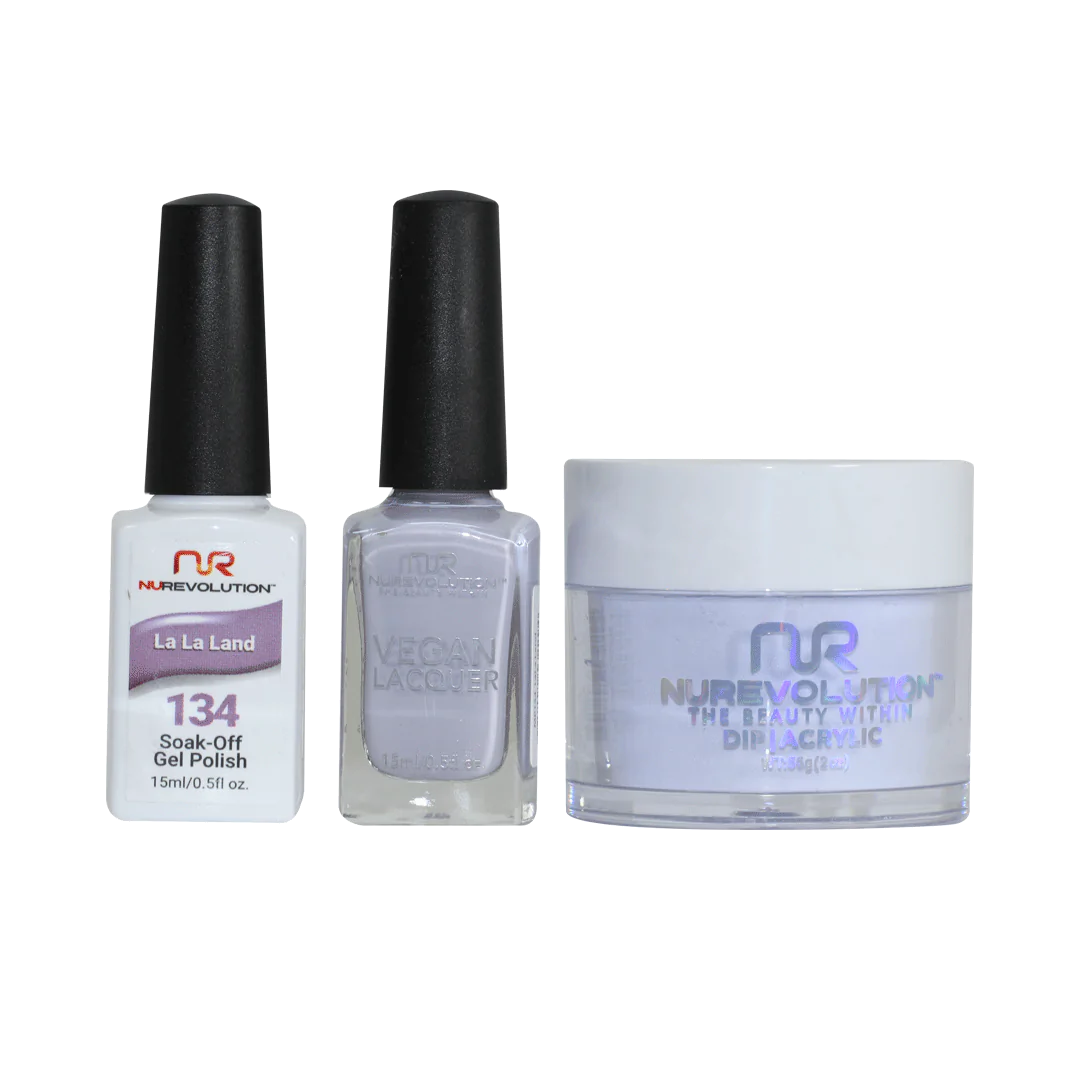 NuRevolution 3in1 Dipping Powder + Gel Polish + Nail Lacquer, 134, La La Land