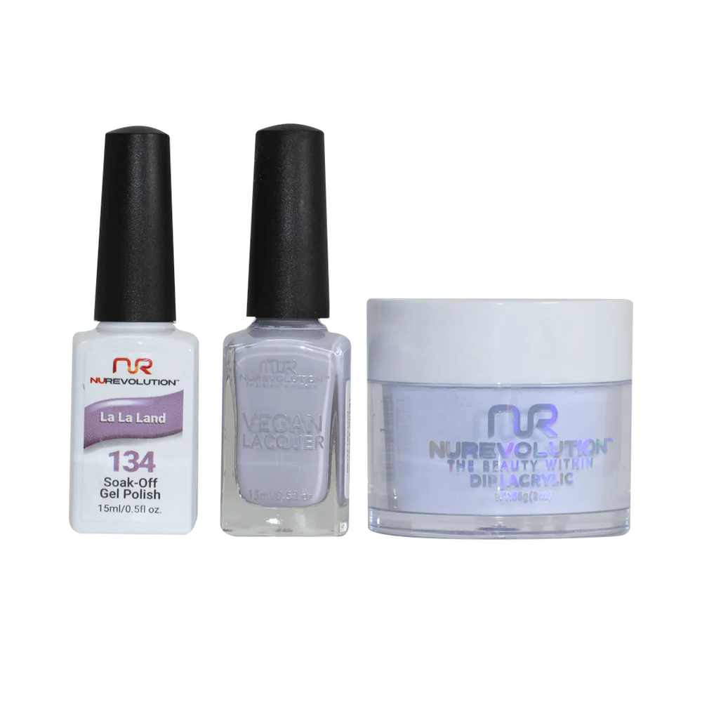 NuRevolution 3in1 Dipping Powder + Gel Polish + Nail Lacquer, 134, La La Land