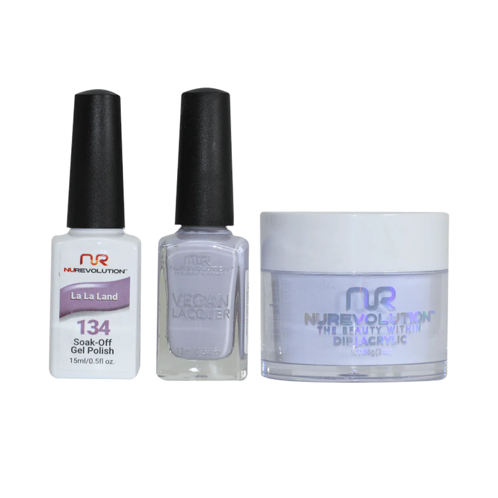 NuRevolution 3in1 Dipping Powder + Gel Polish + Nail Lacquer, 134, La La Land