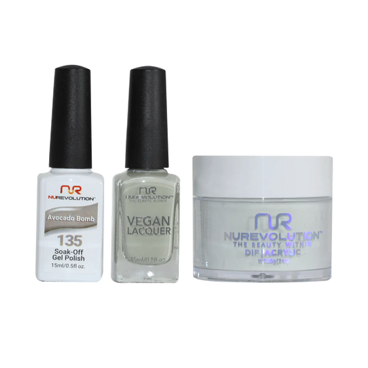 NuRevolution 3in1 Dipping Powder + Gel Polish + Nail Lacquer, 135, Avocado Bomb