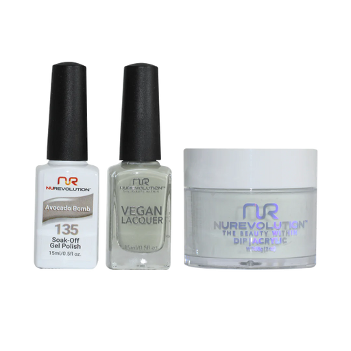 NuRevolution 3in1 Dipping Powder + Gel Polish + Nail Lacquer, 135, Avocado Bomb