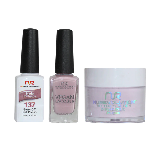 NuRevolution 3in1 Dipping Powder + Gel Polish + Nail Lacquer, 137, Nude Embrace