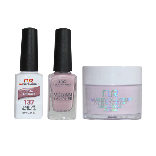 NuRevolution 3in1 Dipping Powder + Gel Polish + Nail Lacquer, 137, Nude Embrace