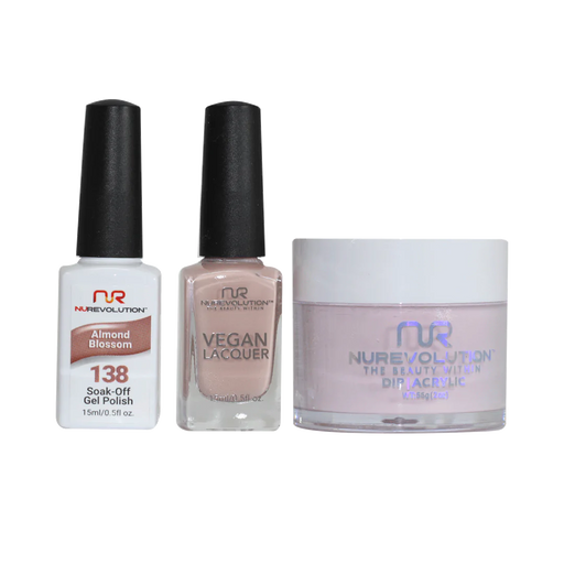 NuRevolution 3in1 Dipping Powder + Gel Polish + Nail Lacquer, 138, Almond Blossom
