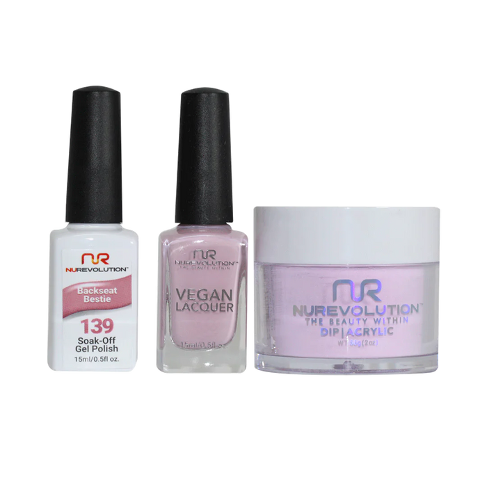 NuRevolution 3in1 Dipping Powder + Gel Polish + Nail Lacquer, 139, Backseat Bestie