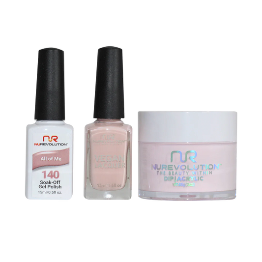 NuRevolution 3in1 Dipping Powder + Gel Polish + Nail Lacquer, 140, All of Me