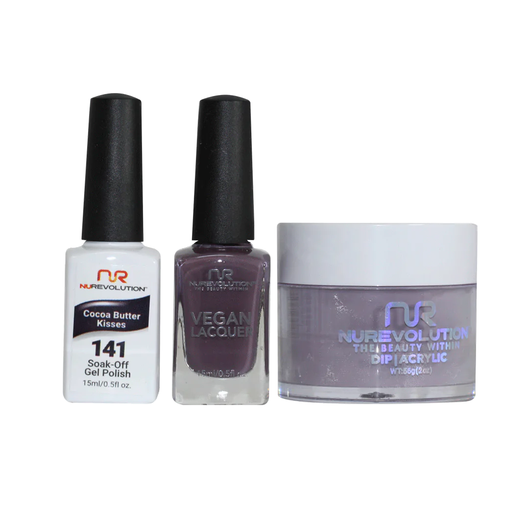 NuRevolution 3in1 Dipping Powder + Gel Polish + Nail Lacquer, 141, Cocoa Butter Kisses