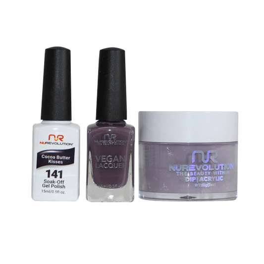 NuRevolution 3in1 Dipping Powder + Gel Polish + Nail Lacquer, 141, Cocoa Butter Kisses