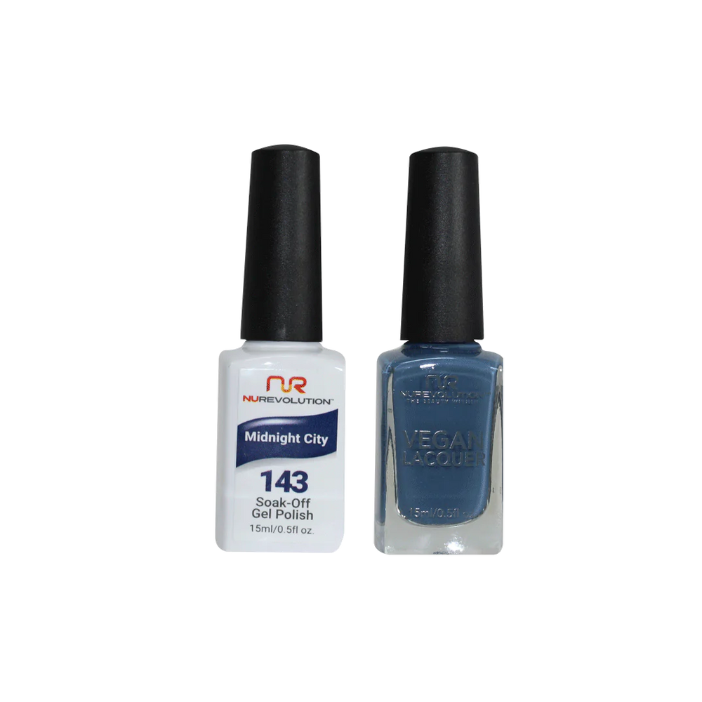 NuRevolution Gel Polish + Nail Lacquer, 143, Midnight City, 0.5oz