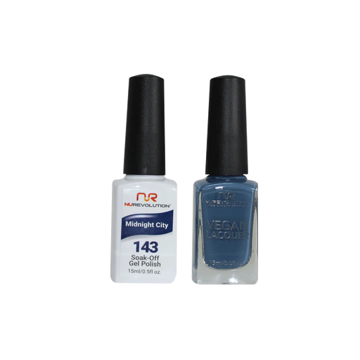 NuRevolution Gel Polish + Nail Lacquer, 143, Midnight City, 0.5oz