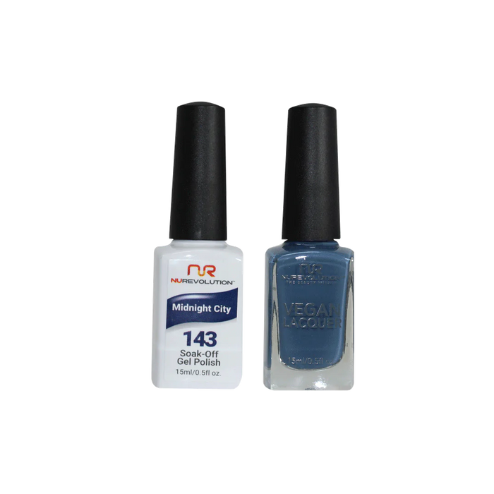 NuRevolution Gel Polish + Nail Lacquer, 143, Midnight City, 0.5oz