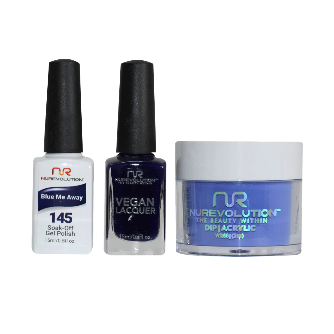 NuRevolution 3in1 Dipping Powder + Gel Polish + Nail Lacquer, 145, Blue Me Away