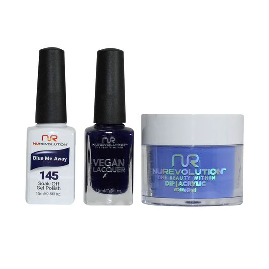 NuRevolution 3in1 Dipping Powder + Gel Polish + Nail Lacquer, 145, Blue Me Away