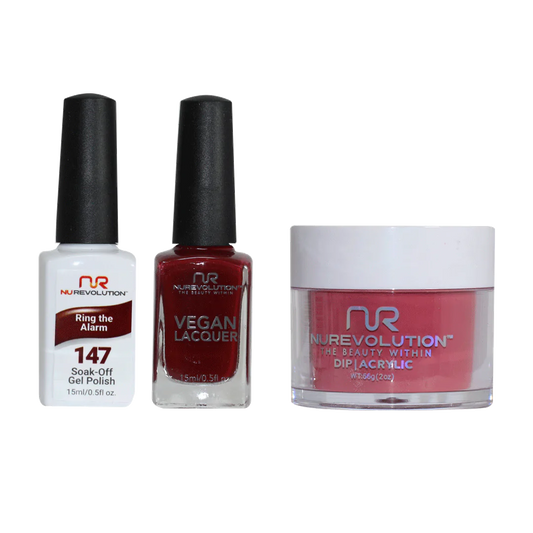 NuRevolution 3in1 Dipping Powder + Gel Polish + Nail Lacquer, 147, Ring the Alarm