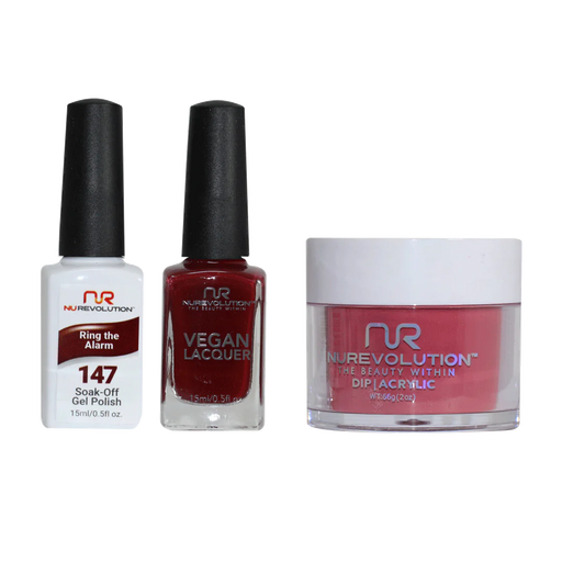 NuRevolution 3in1 Dipping Powder + Gel Polish + Nail Lacquer, 147, Ring the Alarm