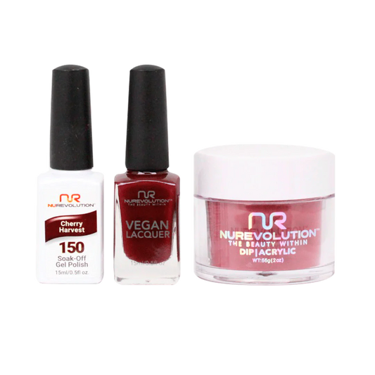 NuRevolution 3in1 Dipping Powder + Gel Polish + Nail Lacquer, 150, Cherry Harvest