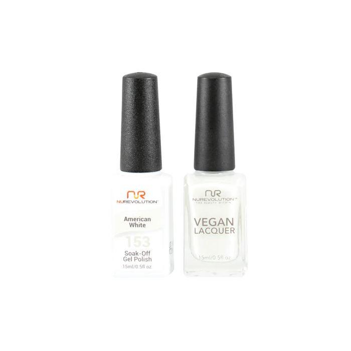 NuRevolution Gel Polish + Nail Lacquer, 153, American White, 0.5oz