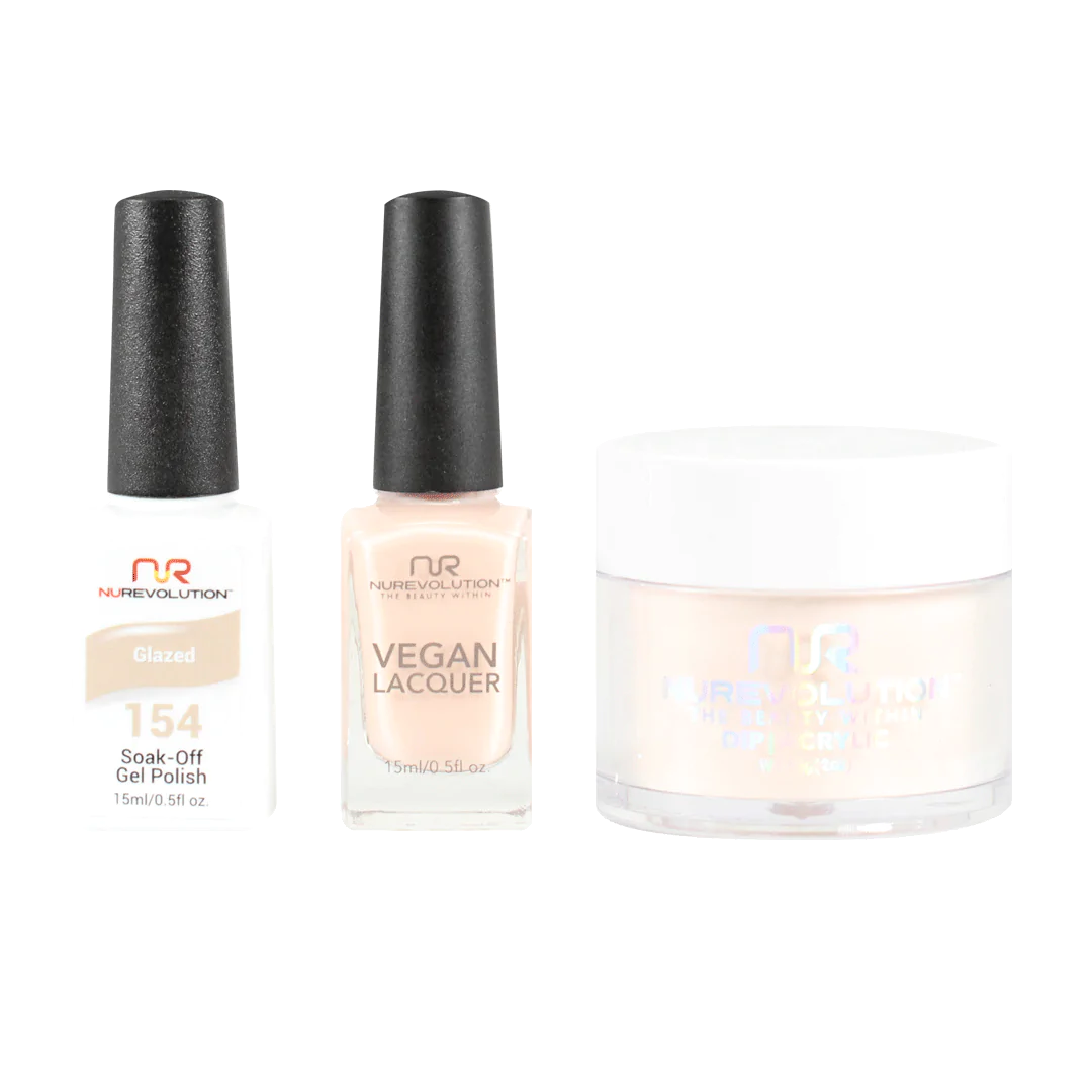 NuRevolution 3in1 Dipping Powder + Gel Polish + Nail Lacquer, 154, Glazed