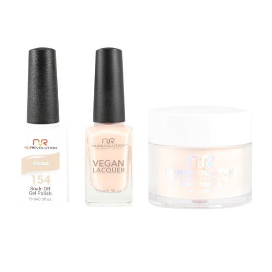 NuRevolution 3in1 Dipping Powder + Gel Polish + Nail Lacquer, 154, Glazed