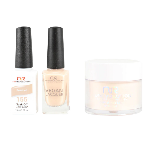 NuRevolution 3in1 Dipping Powder + Gel Polish + Nail Lacquer, 155, Seashell