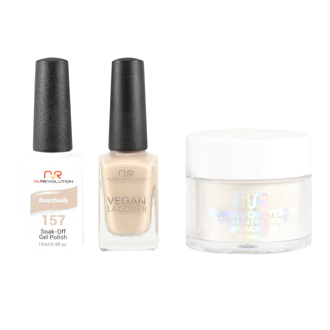 NuRevolution 3in1 Dipping Powder + Gel Polish + Nail Lacquer, 157, Boardwalk