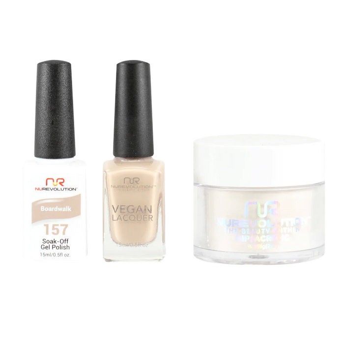 NuRevolution 3in1 Dipping Powder + Gel Polish + Nail Lacquer, 157, Boardwalk