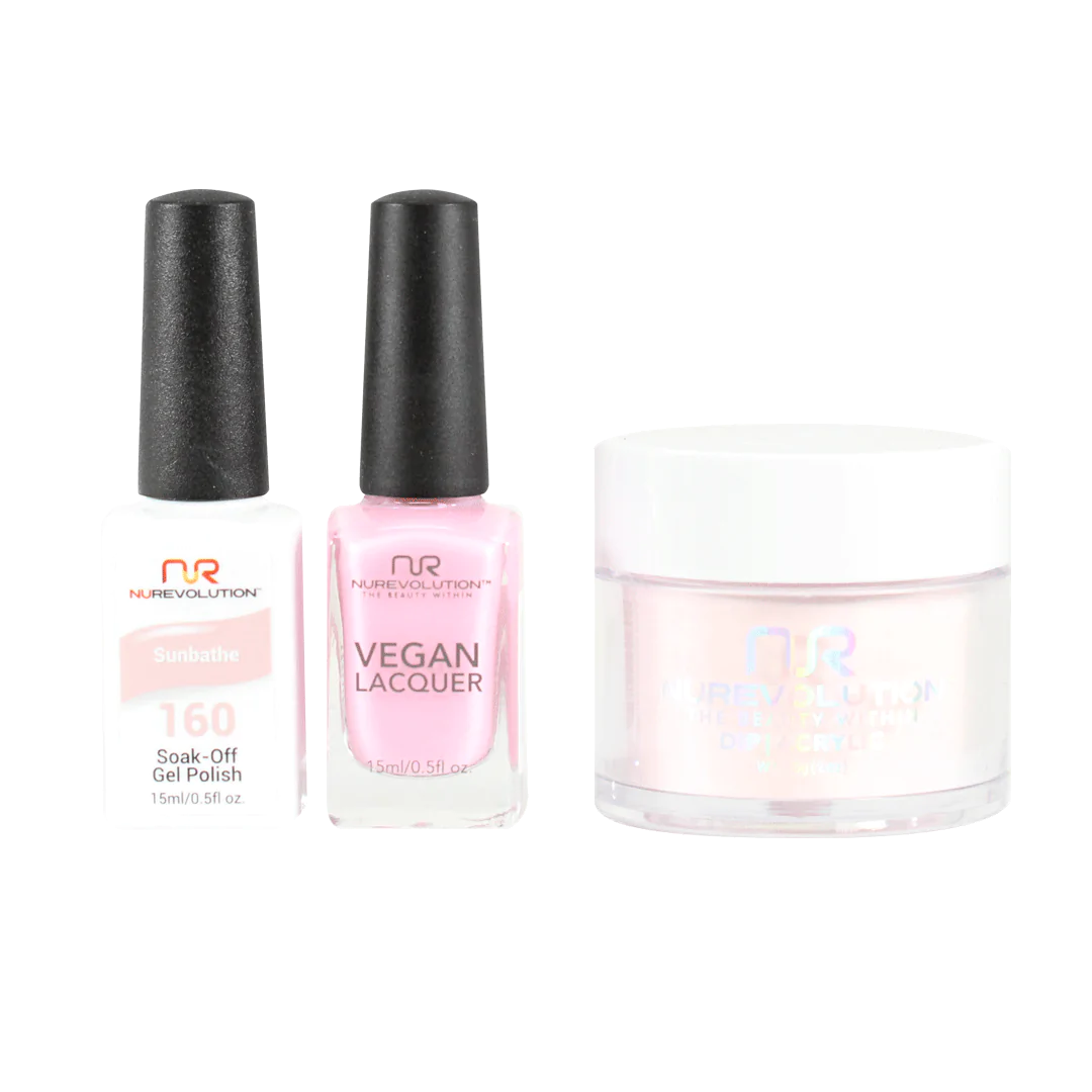 NuRevolution 3in1 Dipping Powder + Gel Polish + Nail Lacquer, 160, Sunbathe