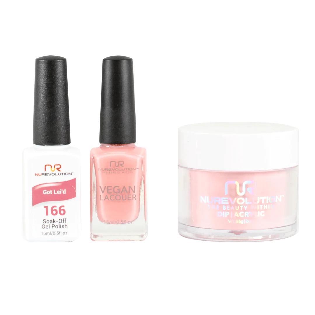 NuRevolution 3in1 Dipping Powder + Gel Polish + Nail Lacquer, 166, Got Lei'd