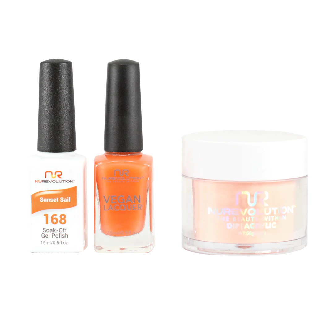 NuRevolution 3in1 Dipping Powder + Gel Polish + Nail Lacquer, 168, Sunset Sail