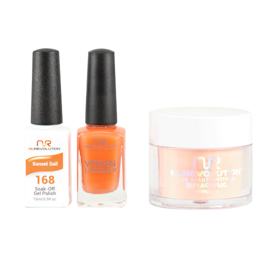 NuRevolution 3in1 Dipping Powder + Gel Polish + Nail Lacquer, 168, Sunset Sail