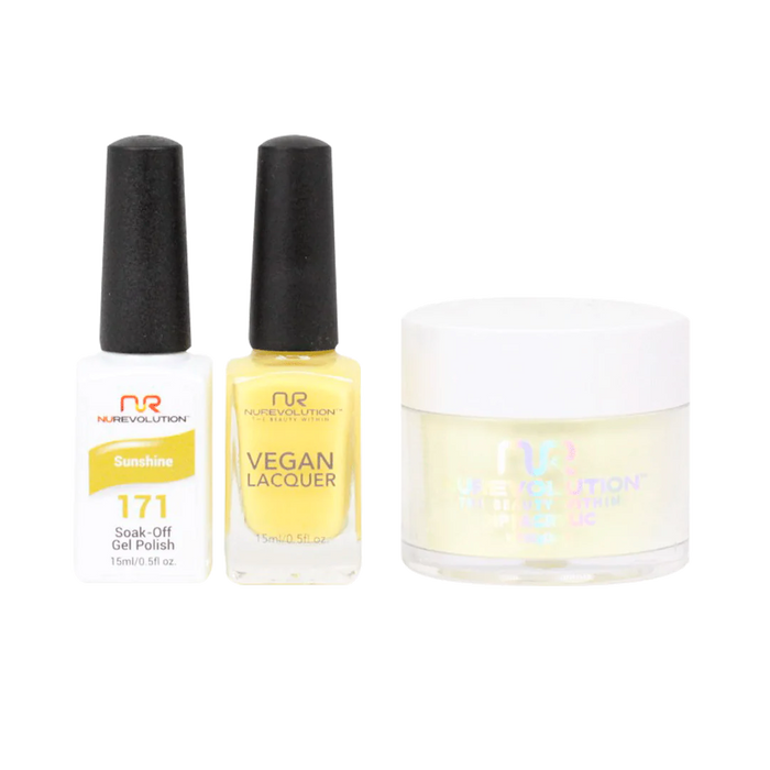 NuRevolution 3in1 Dipping Powder + Gel Polish + Nail Lacquer, 171, Sunshine