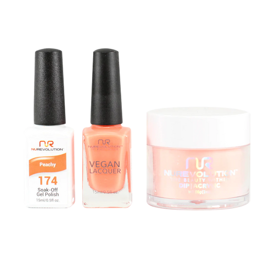 NuRevolution 3in1 Dipping Powder + Gel Polish + Nail Lacquer, 174, Peachy