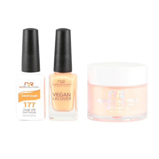 NuRevolution 3in1 Dipping Powder + Gel Polish + Nail Lacquer, 177, Coral Crush