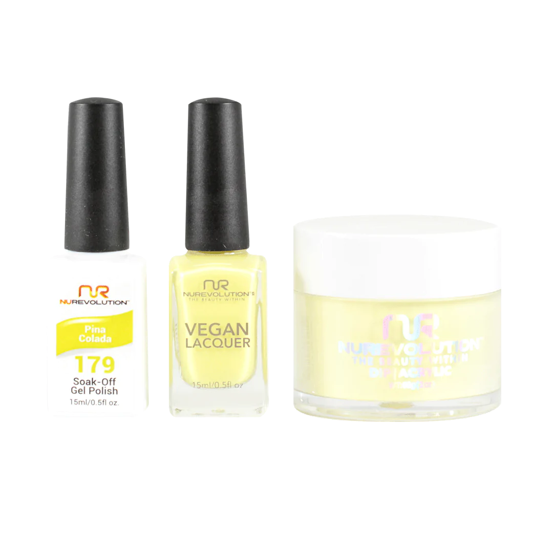 NuRevolution 3in1 Dipping Powder + Gel Polish + Nail Lacquer, 179, Pina Colada