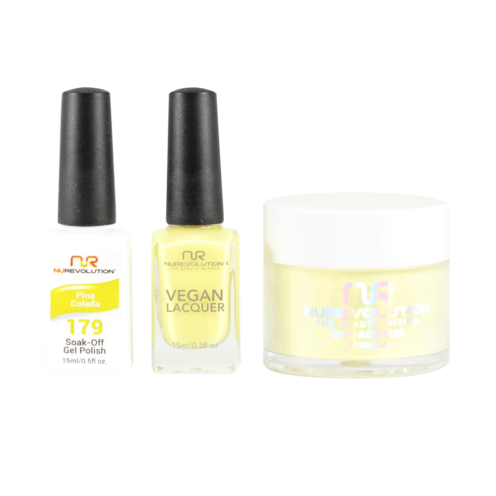NuRevolution 3in1 Dipping Powder + Gel Polish + Nail Lacquer, 179, Pina Colada