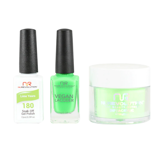 NuRevolution 3in1 Dipping Powder + Gel Polish + Nail Lacquer, 180, Lime Yours