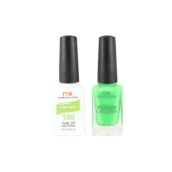 NuRevolution Gel Polish + Nail Lacquer, 180, Lime Yours, 0.5oz