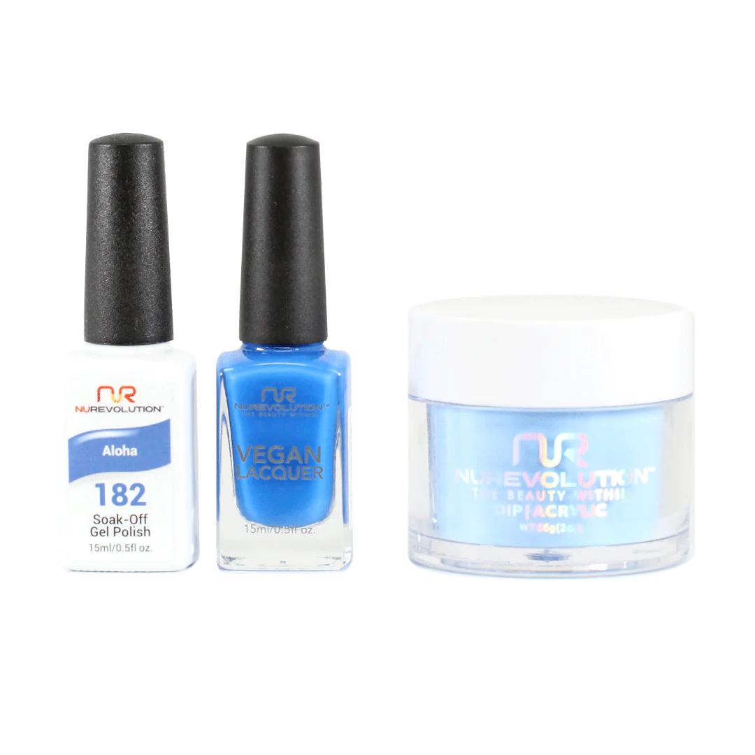 NuRevolution 3in1 Dipping Powder + Gel Polish + Nail Lacquer, 182,  Aloha