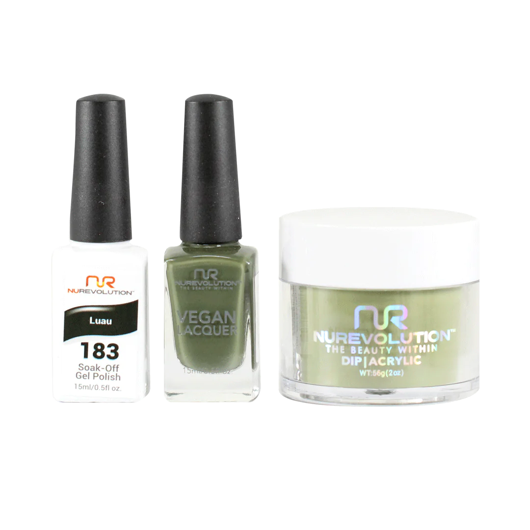 NuRevolution 3in1 Dipping Powder + Gel Polish + Nail Lacquer, 183, Luau