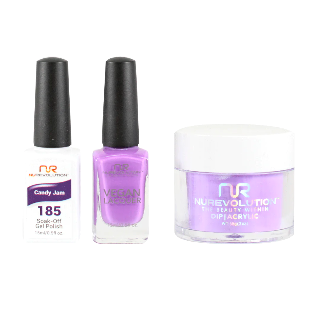 NuRevolution 3in1 Dipping Powder + Gel Polish + Nail Lacquer, 185, Candy Jam