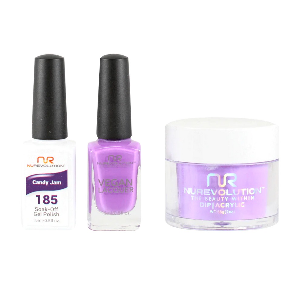 NuRevolution 3in1 Dipping Powder + Gel Polish + Nail Lacquer, 185, Candy Jam
