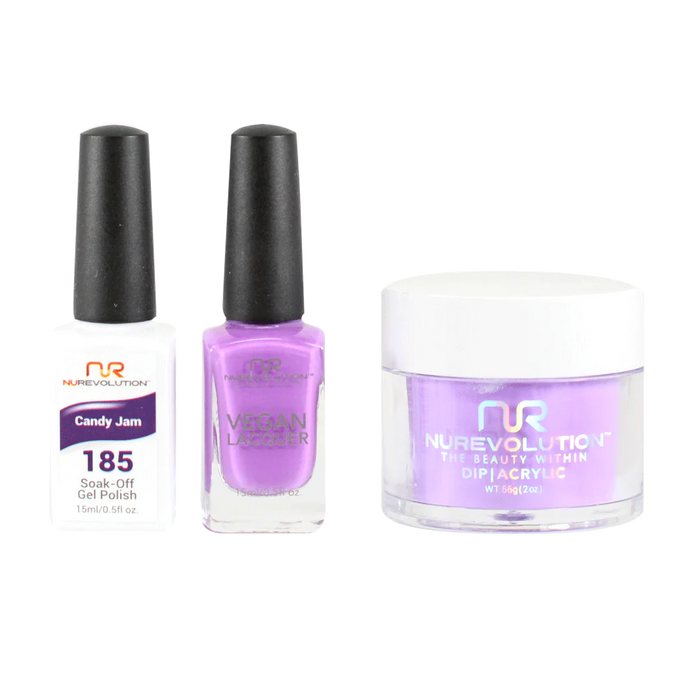 NuRevolution 3in1 Dipping Powder + Gel Polish + Nail Lacquer, 185, Candy Jam