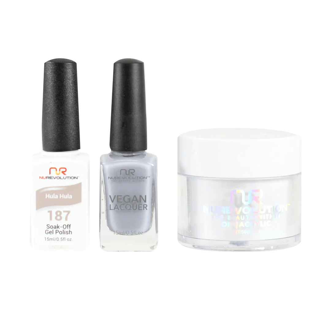 NuRevolution 3in1 Dipping Powder + Gel Polish + Nail Lacquer, 187, Hula Hula