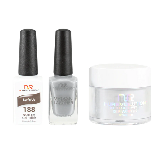 NuRevolution 3in1 Dipping Powder + Gel Polish + Nail Lacquer, 188, Surf's Up