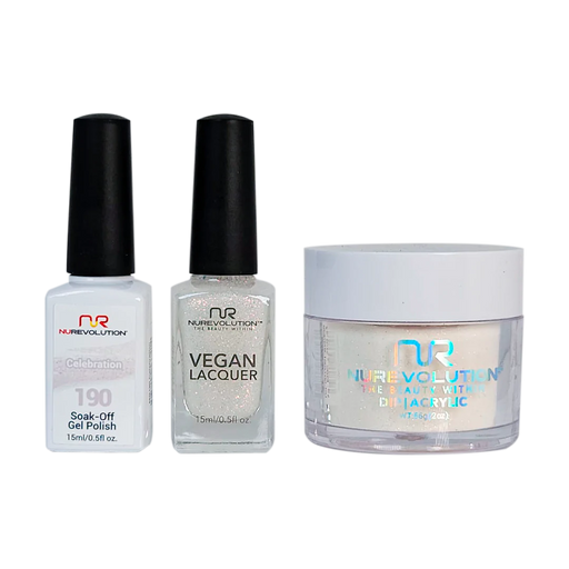 NuRevolution 3in1 Dipping Powder + Gel Polish + Nail Lacquer, 190, Celebration