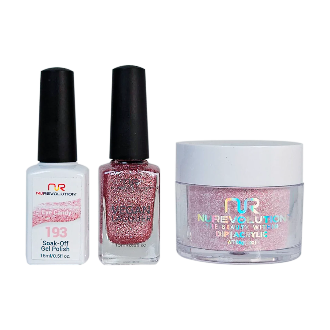 NuRevolution 3in1 Dipping Powder + Gel Polish + Nail Lacquer, 193, Eye Candy