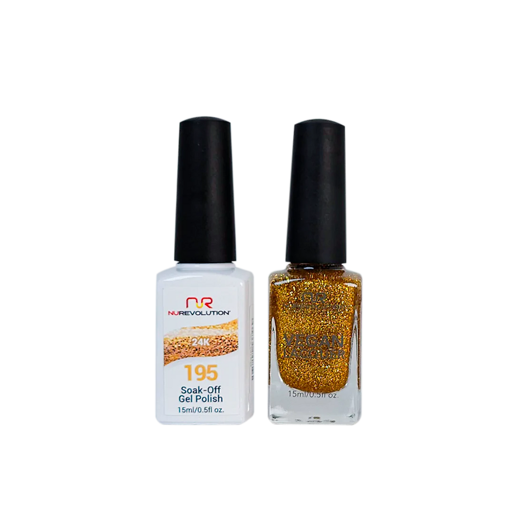 NuRevolution Gel Polish + Nail Lacquer, 195, 24K, 0.5oz