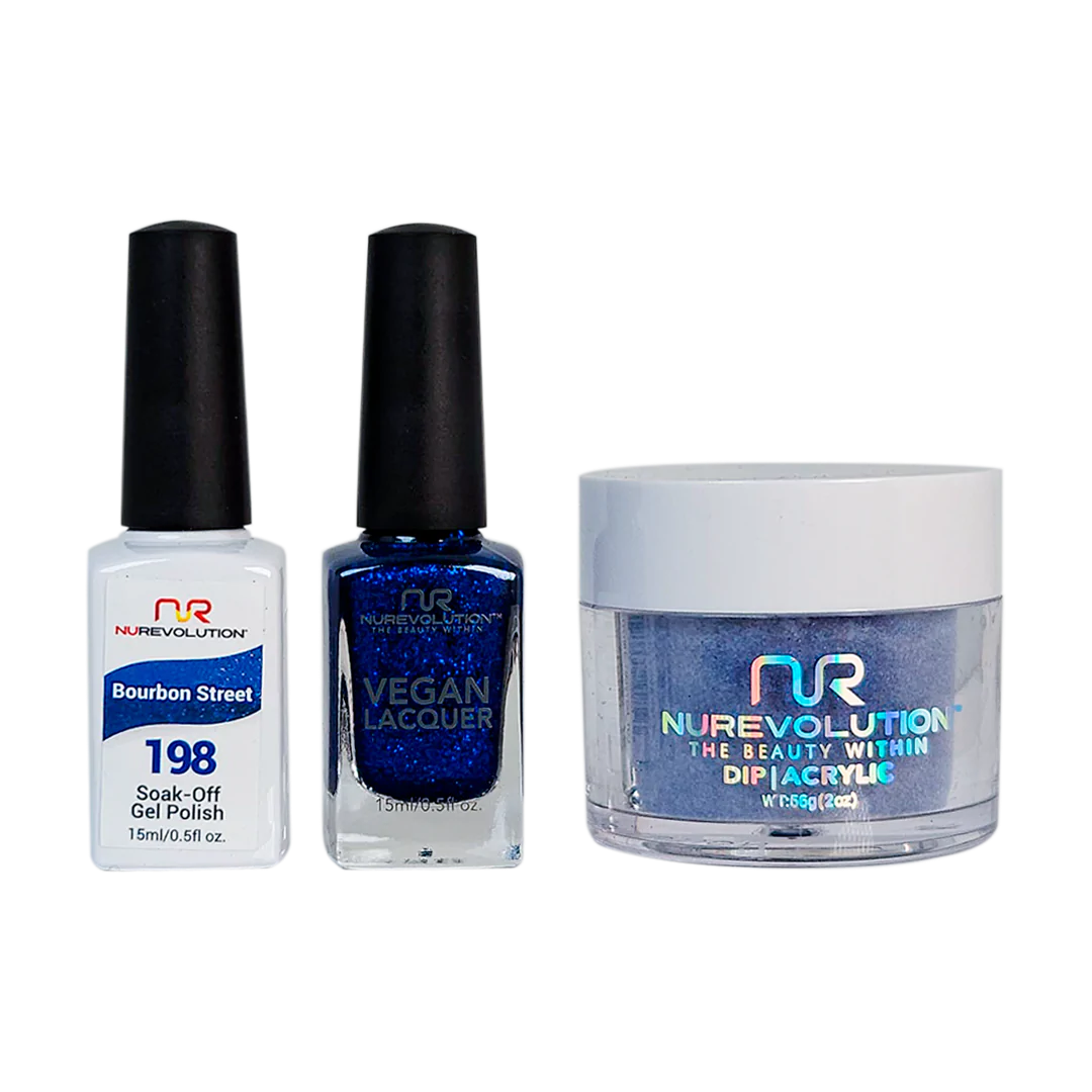 NuRevolution 3in1 Dipping Powder + Gel Polish + Nail Lacquer, 198, Bourbon Street