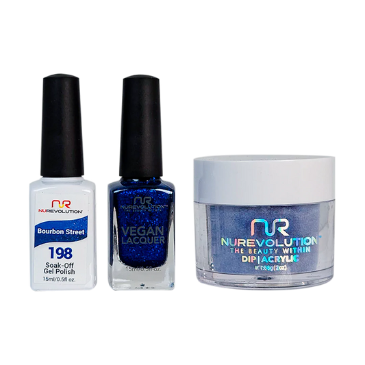 NuRevolution 3in1 Dipping Powder + Gel Polish + Nail Lacquer, 198, Bourbon Street