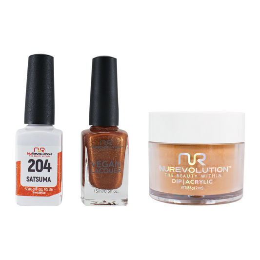 NuRevolution 3in1 Dipping Powder + Gel Polish + Nail Lacquer, 204, Satsuma